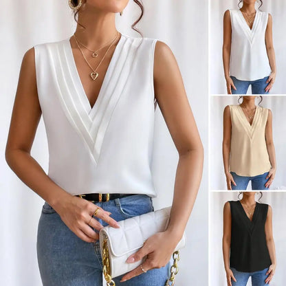 Blusa con cuello en V sin mangas