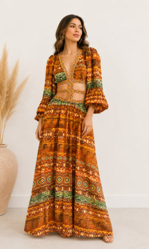 Orange Boho Maxi Dress