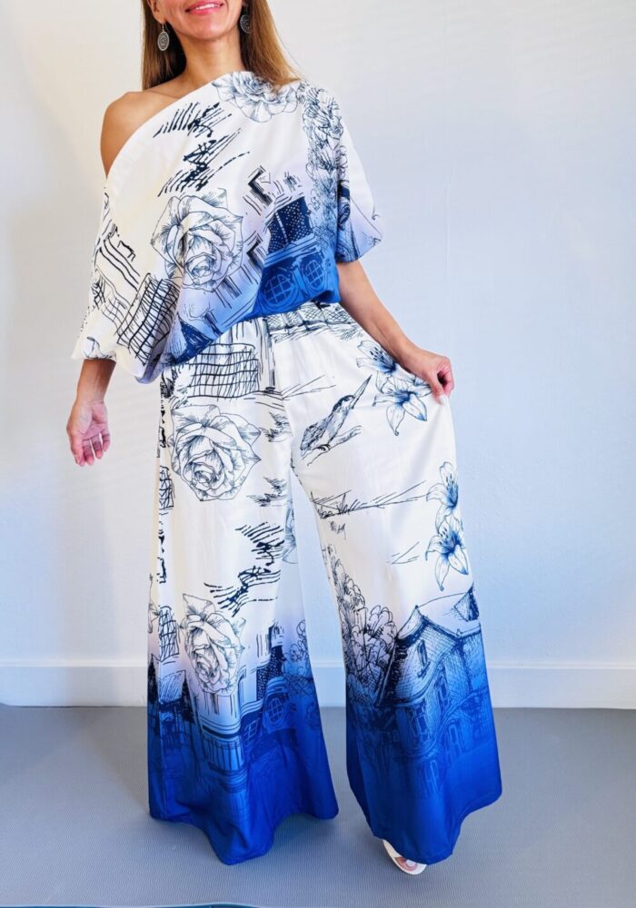 White & Blue Palazzo Set - Imagen 5